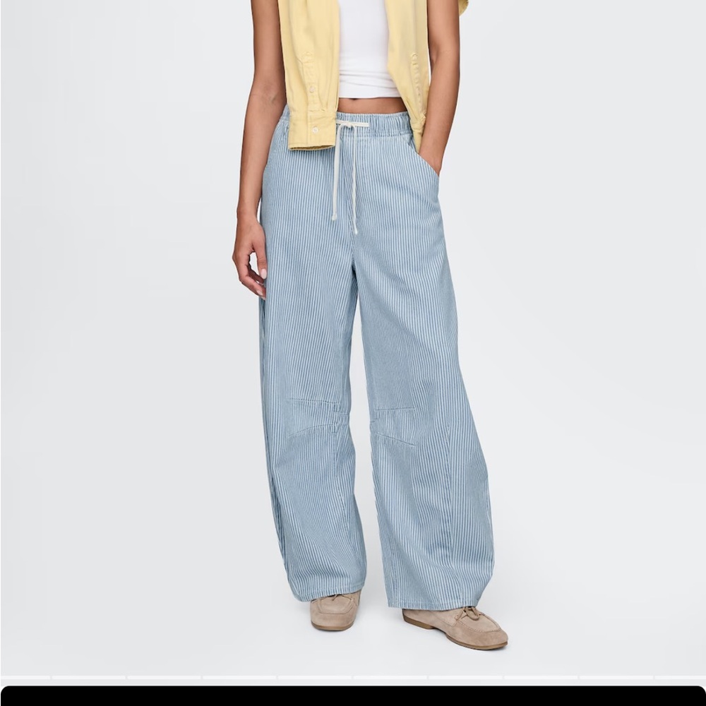 Horseshoe easy railway stripe denim pants